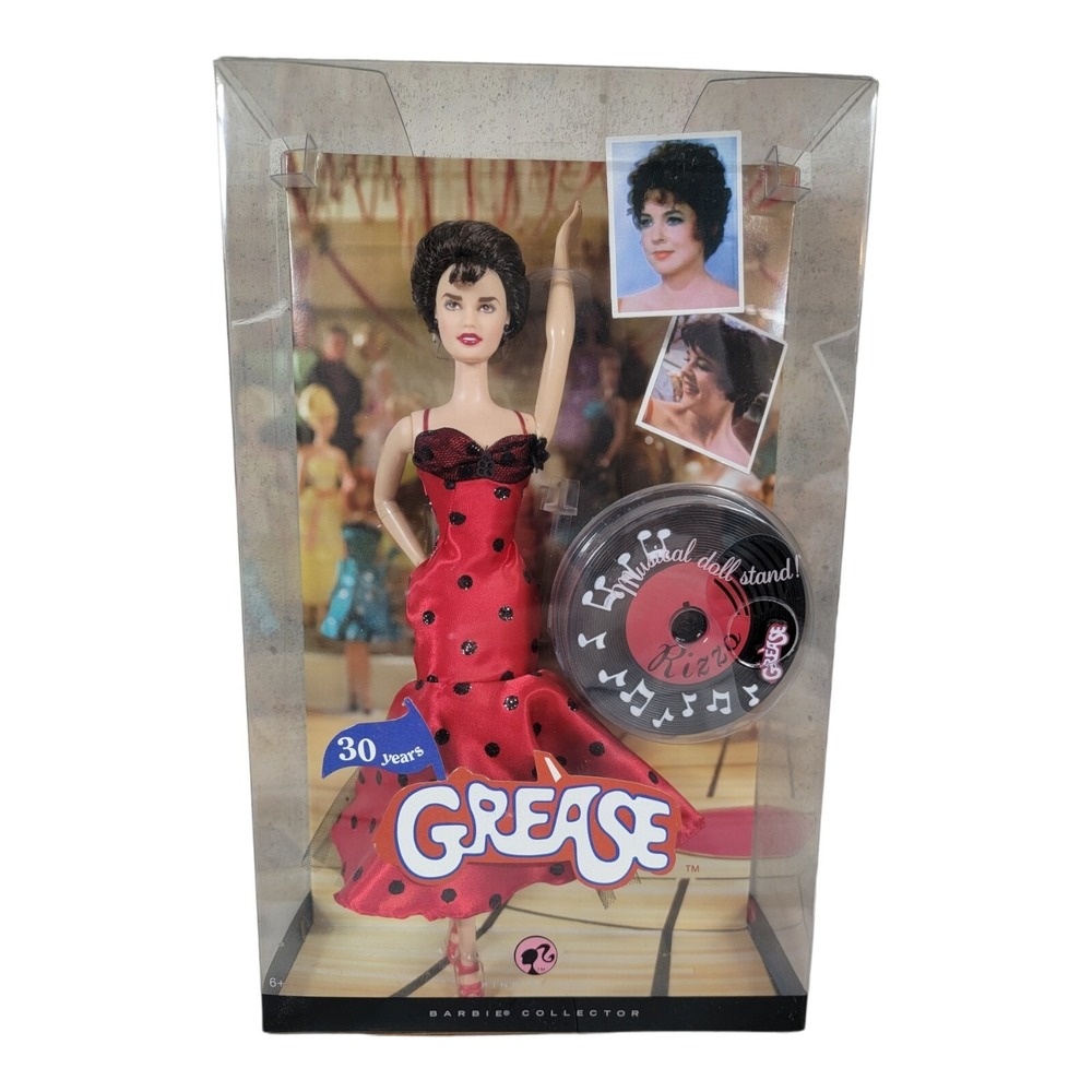 Barbie Pink Label Rizzo Red Dress‎ 30 Yeas of "GREASE" Musical doll stand. NRFB!